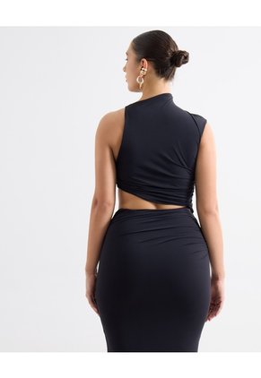 Vestido Maxi Asimetrico Con Cortes- Seven Studio | Maygel Coronel  Para Mujer Negro Seven Seven