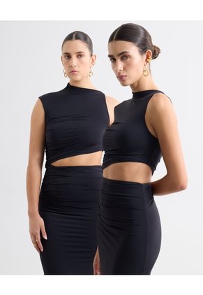 Vestido Maxi Asimetrico Con Cortes- Seven Studio | Maygel Coronel  Para Mujer Negro Seven Seven