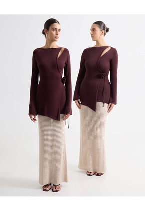 Camiseta Con Anudado Lateral - Seven Studio | Maygel Coronel  Para Mujer Café Seven Seven