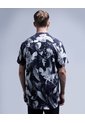 Camisa Cuello Mao Estampada  Para Hombre Negro Seven Seven de Seven Seven