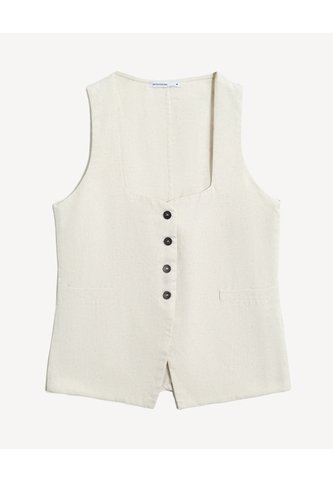 Chaleco En Lino Ajustable  Para Mujer Beige Seven Seven Seven Seven
