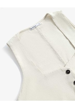 Chaleco En Lino Ajustable  Para Mujer Beige Seven Seven