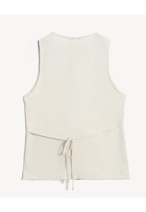 Chaleco En Lino Ajustable  Para Mujer Beige Seven Seven