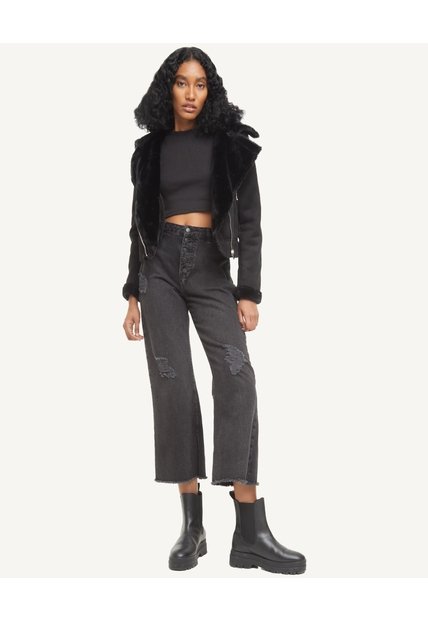 Jean Retro Con Botonadura  Para Mujer Negro Seven Seven