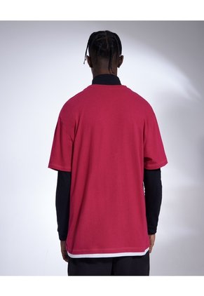 Camiseta Para Hombre Con Bajo Y Screen Para Hombre Fucsia Seven Seven