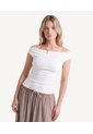 Blusa Con Esccote Bandeja  Para Mujer Beige Seven Seven de Seven Seven