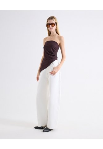 Jean Barrel Ruedo Al Corte  Para Mujer Blanco Seven Seven Seven Seven