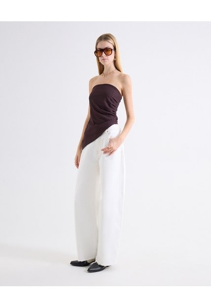 Jean Barrel Ruedo Al Corte  Para Mujer Blanco Seven Seven