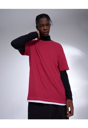 Camiseta Para Hombre Con Bajo Y Screen Para Hombre Fucsia Seven Seven