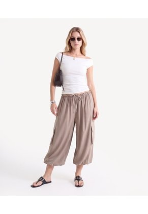 Blusa Con Esccote Bandeja Para Mujer Beige Seven Seven