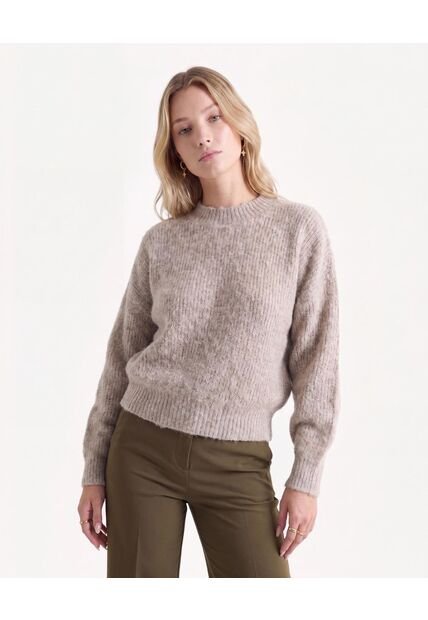 Saco Tricot De Textura Enriquecida  Para Mujer Arena Seven Seven
