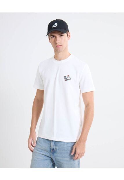 Camiseta Gráfico Frontal  Para Hombre Blanco Seven Seven