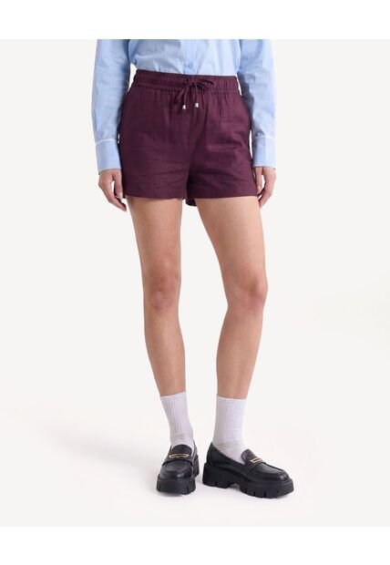 Short Fluido De Ajuste Confortable  Para Mujer Vino Seven Seven