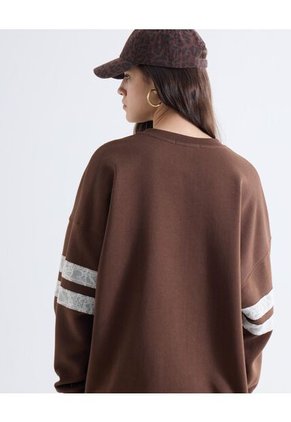 Buzo Varsity Con Aplique En Encaje  Para Mujer Café Seven Seven