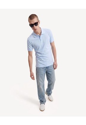 Polo Basica En Sport  Para Hombre Celeste Seven Seven