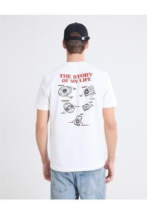 Camiseta Gráfico Frontal  Para Hombre Blanco Seven Seven