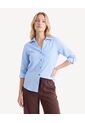 Blusa Camisera De Rayas Atemporales  Para Mujer Azul Seven Seven de Seven Seven