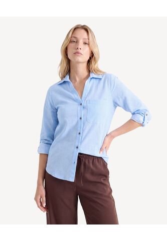 Blusa Camisera De Rayas Atemporales  Para Mujer Azul Seven Seven Seven Seven