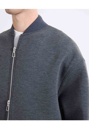 Chaqueta Bomber De Diseño Urbano  Para Hombre Gris Seven Seven