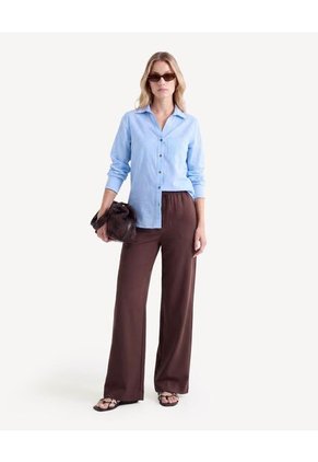 Blusa Camisera De Rayas Atemporales  Para Mujer Azul Seven Seven