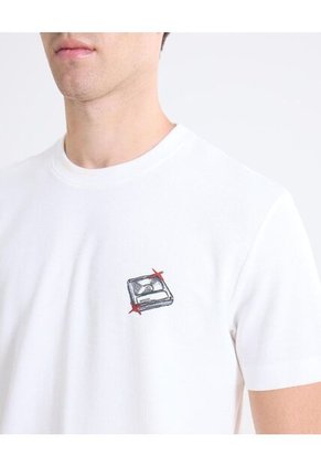 Camiseta Gráfico Frontal  Para Hombre Blanco Seven Seven