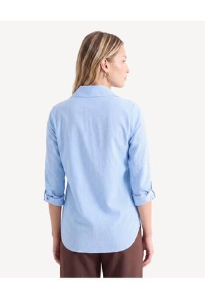 Blusa Camisera De Rayas Atemporales  Para Mujer Azul Seven Seven