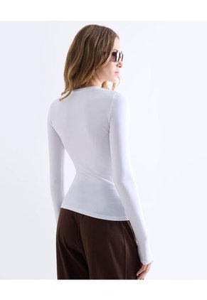 Camiseta  Para Mujer Manga Larga Cuello Redondo Color Blanco Marca Seven Seven #28096565