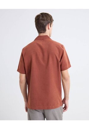 Camisa Resort De Caída Ligera  Para Hombre Naranja Seven Seven