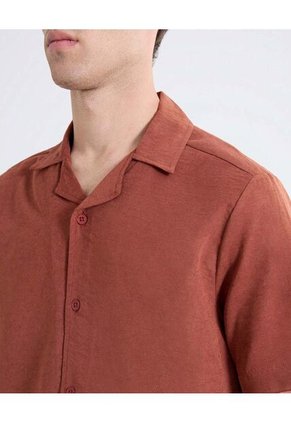 Camisa Resort De Caída Ligera  Para Hombre Naranja Seven Seven