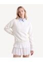 Buzo Hoodie Con Bordado Frontal  Para Mujer Crema Seven Seven de Seven Seven