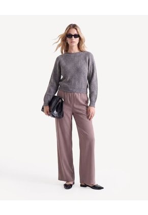 Saco Tejido De Caída Versátil  Para Mujer Gris Seven Seven