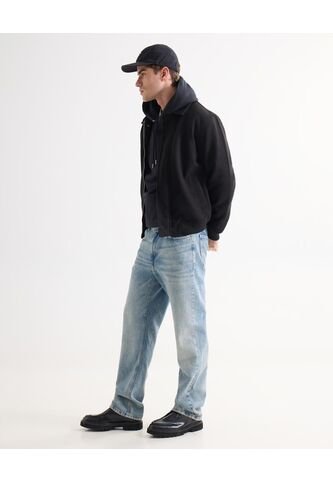 Jeans Straight Tono Medio Con Desgastes  Para Hombre Gris Seven Seven Seven Seven
