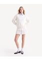 Buzo Hoodie Con Bordado Frontal  Para Mujer Crema Seven Seven de Seven Seven