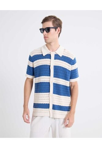 Camisa Tejida De Punto   Para Hombre Beige Seven Seven Seven Seven