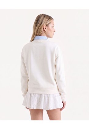Buzo Hoodie Con Bordado Frontal  Para Mujer Crema Seven Seven