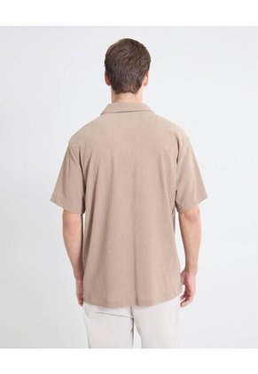 Camisa Textura Rústica  Para Hombre Café Seven Seven