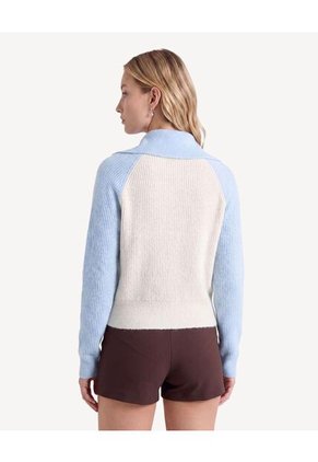 Saco Cardigan Con Contrastes Tejidos  Para Mujer Arena Seven Seven