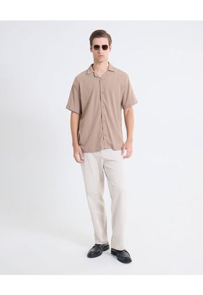 Camisa Textura Rústica  Para Hombre Café Seven Seven