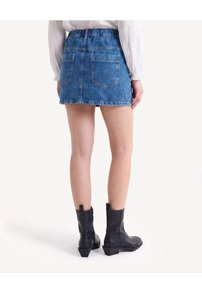 Falda Corta Con Pliegues Decorativos  Para Mujer Azul Seven Seven