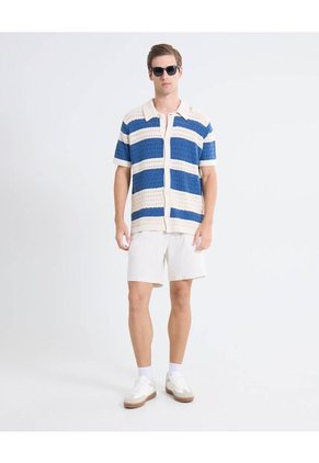Camisa Tejida De Punto   Para Hombre Beige Seven Seven