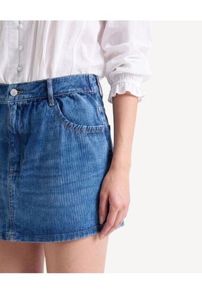 Falda Corta Con Pliegues Decorativos  Para Mujer Azul Seven Seven