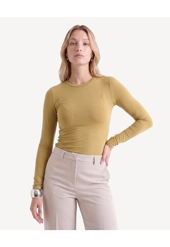 Camiseta Ajustada De Cuello Redondo  Para Mujer Amarillo Seven Seven Seven Seven