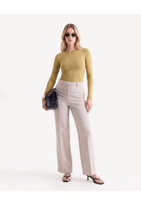 Camiseta Ajustada De Cuello Redondo  Para Mujer Amarillo Seven Seven