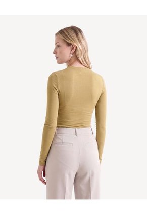 Camiseta Ajustada De Cuello Redondo  Para Mujer Amarillo Seven Seven