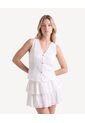 Blusa Ojalillo Con Lazos Frontales  Para Mujer Blanco Seven Seven de Seven Seven