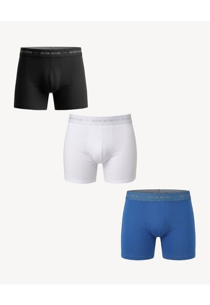 Bóxer Medio En Algodón Suave X3 Para Hombre Azul Seven Seven