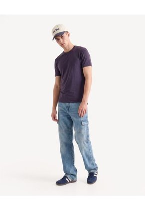 Camiseta Slim Ajustada   Para Hombre Azul Seven Seven