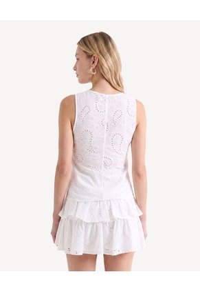 Blusa Ojalillo Con Lazos Frontales  Para Mujer Blanco Seven Seven