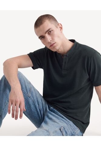 Polo Bomber Con Textura  Para Hombre Verde Seven Seven Seven Seven