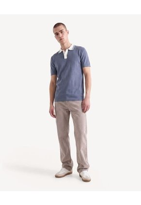 Polo Con Cuello Contraste  Para Hombre Azul Seven Seven